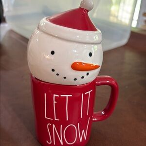 Red Snowman Mug with Lid